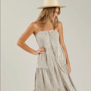Rylee + Cru Striped Maxi Dress in Cream, Tan & Blue